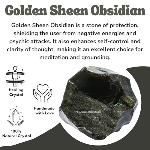 Image of Amazing Gemstone Golden Sheen Obsidian Raw Crystals and Healing Stones, Natural Rocks for Tumbling - DIY Raw Stones and Crystals, 2 Pieces