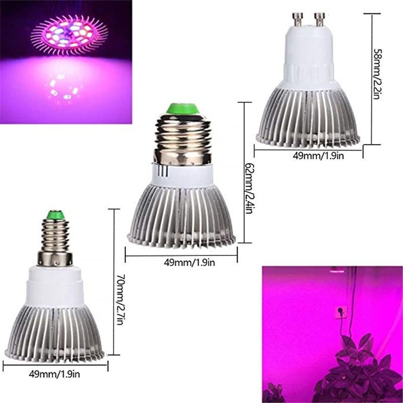 1fortunate Lights 10pcs AC85V-265V LED Cultive Light Full Spectrum 18 Leds 28 Leds E27 LED Bombilla de Crecimiento for Plantas de Flores de hidroponía Interior. LED Lámpara de Crecimiento