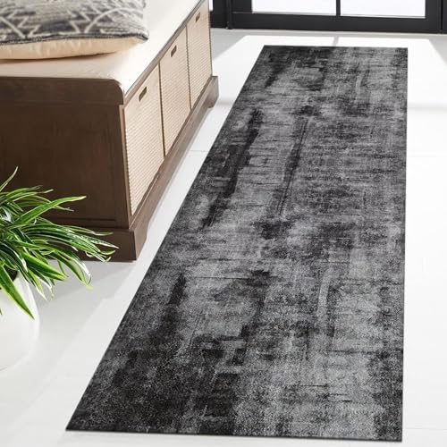 Tapis d'entrée grand format pour salon et chambre gris abstrait