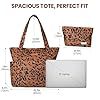Captain Blues Tote Bag for Women with Zip, Large Capacity Work Bag with Compartments & Pockets, Soft Cotton Lining, for College, Teacher, Uni, School, Travel, Shopping (Leopard) #2