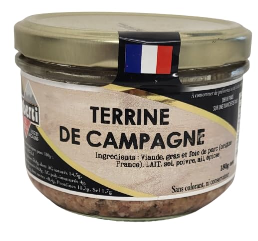 2 Terrines de Campagne + 2 Terrines Forestières + 2 Terrines au Roquefort - soit 6 conserves de 180 g chacune - Origine France