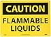 NMC C492RB OSHA Sign, Legend "CAUTION - FLAMMABLE LIQUIDS", 14" Length x 10" Height, Rigid Plastic, Black on Yellow