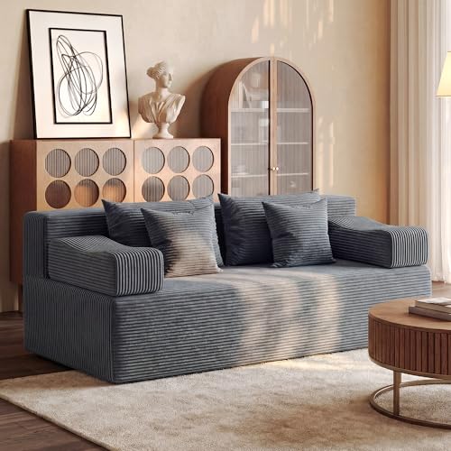 Image of MONVANE 70 inch Modular Sectional Sofa, Boneless Loveseat, Charcoal Grey | Boneless Couches for Living Room, No Assembly Required, Removable Armrests, High-density Resilient Foam