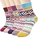 Price comparison product image 5 Pairs Womens Socks Wool Thermal Warm Knitting Ladies Socks for Winter, One Size, Mix 3