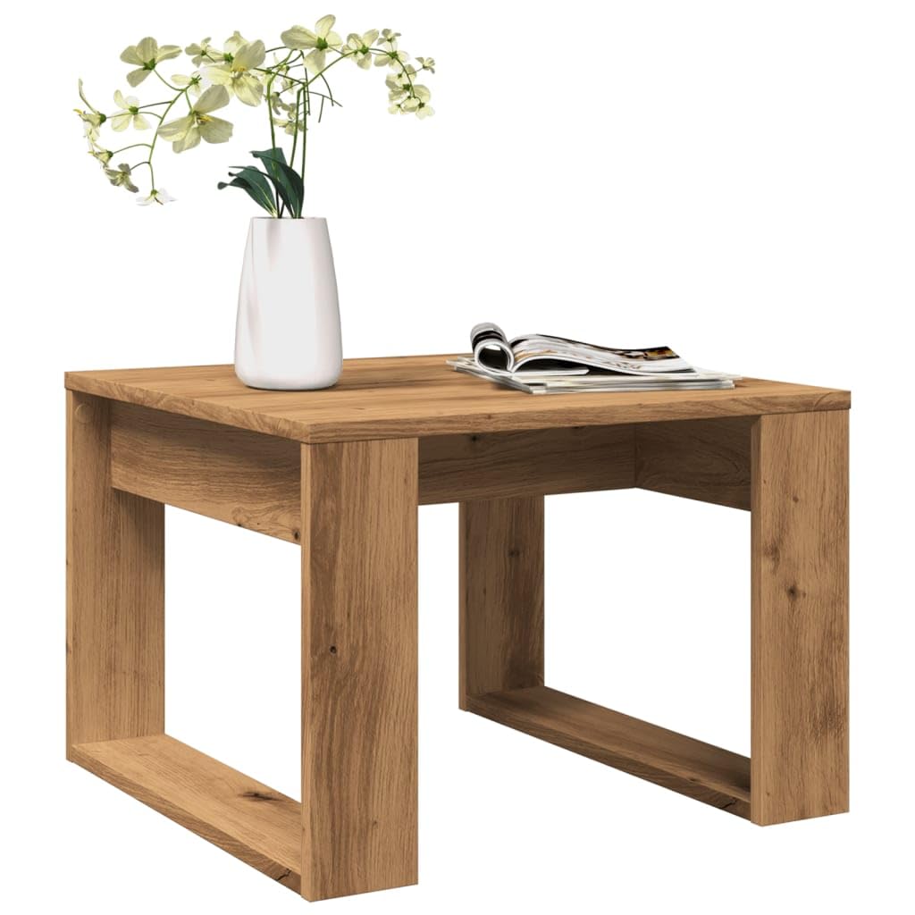 Table d appoint chêne artisanal 50x50x35 cm bois d ingénierie