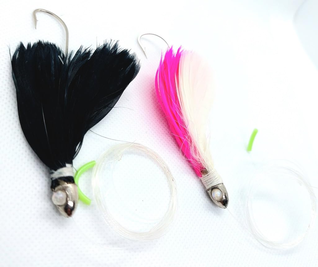 Set da 2 Piume Pesca Traina Tombarelli Tonnetti Palamita Trainetta Piuma Mare