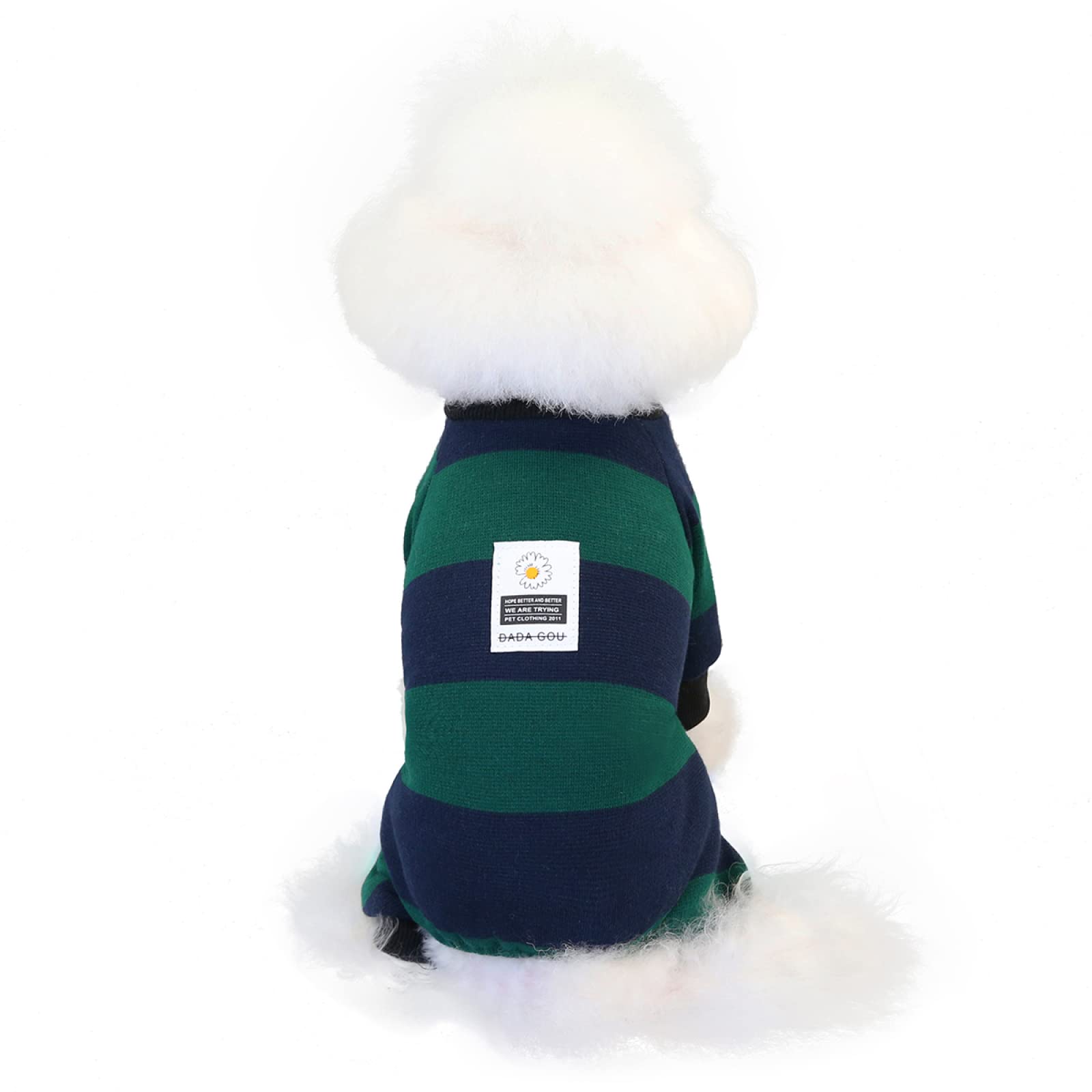 Pull pour chiens rayé à quatre pattes en velours chaud pour automne hiver