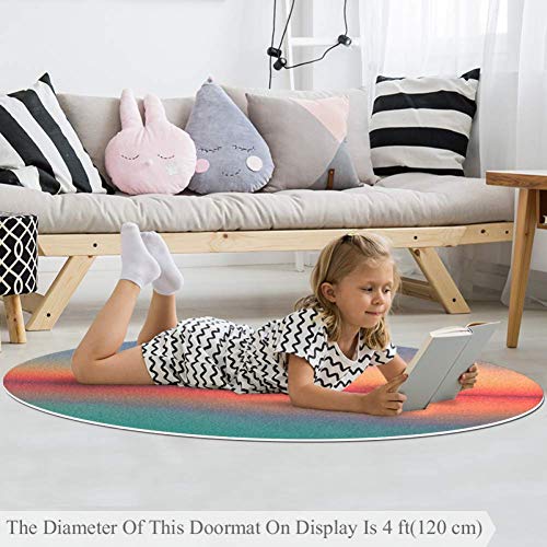 Tapis rond océan et coucher de soleil multicolore antidérapant en polyester de 160 cm - 4