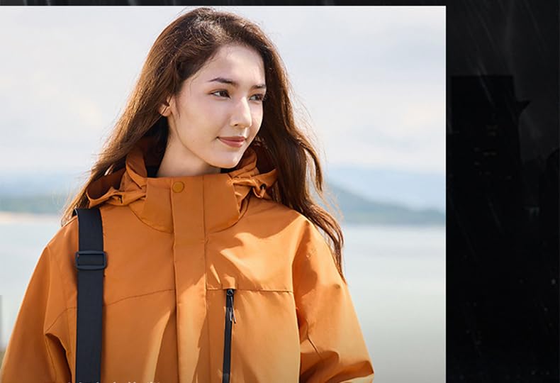 Women Men Rain Jacket Windproof Waterproof Outdoor Jacket Shell Hooded Raincoat Interchange Jacket SNC5T469T4