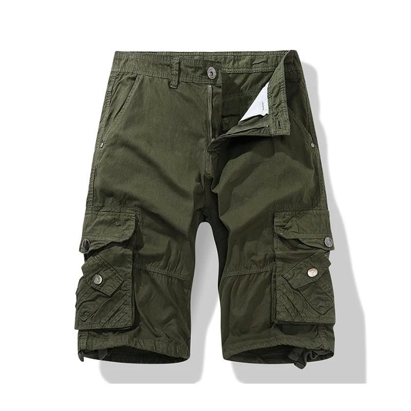 Pantalones cortos rectos de algodón para hombre con botón de ocio 2