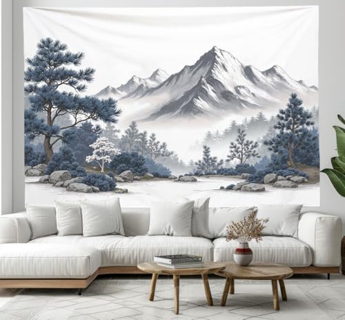 Tapisserie chinoise en tissu de 180x230cm gris pour salon