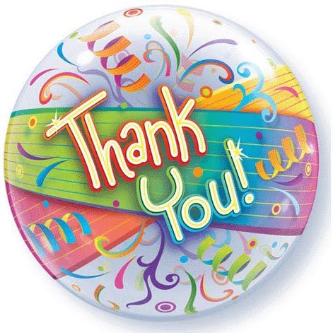Thank You Streamers Single Bubble Balloon, 22Inch Size, Multicolor