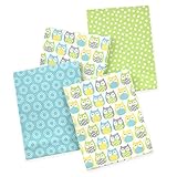 Carter's 4 Piece Flannel Receiving Blankets, Grey Owl/Grey/Blue/Green/White
