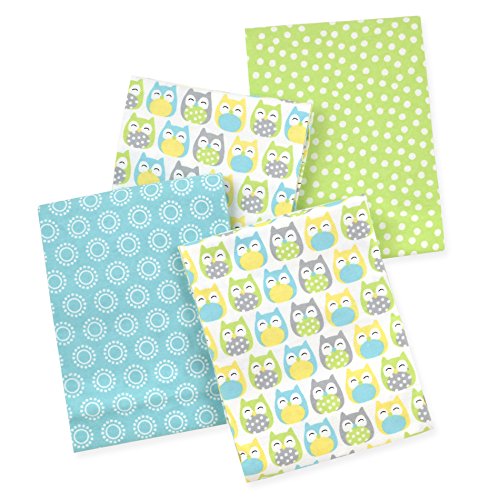 Carter's 4 Piece Flannel Receiving Blankets, Grey Owl/Grey/Blue/Green/White