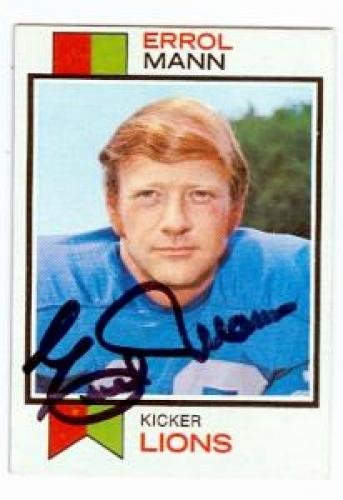 Autograph Warehouse 70621 Errol Mann Autographed Football Card Detroit Lions 1973 Topps No. 117