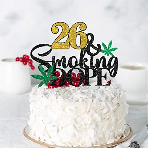 26 & Dope Cake Topper, Have a Dope Birthday Cake Decor, Happy 26th Birthday Cake Topper, Marijuana/Weed Birthday Party Decoration - Black & Gold Glitter 6 26 & Dope Cake Topper, Have a Dope Birthday Cake Decor, Happy 26th Birthday Cake Topper, Marijuana/Weed Birthday Party Decoration - Black & Gold Glitter - Image 7