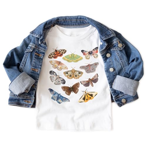 Cute Vintage Moths In A Row Toddler Shirt - Fun Entomology Cecropia Children's Clothing - Moth Lover Tee - Boho Natural Kids & Youth Shirts3