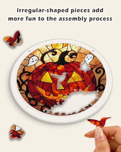 Image of Acrylic Jigsaw Puzzle Suncatcher Ghost Flame Pumpkin Puzzles Gifts 12 inch