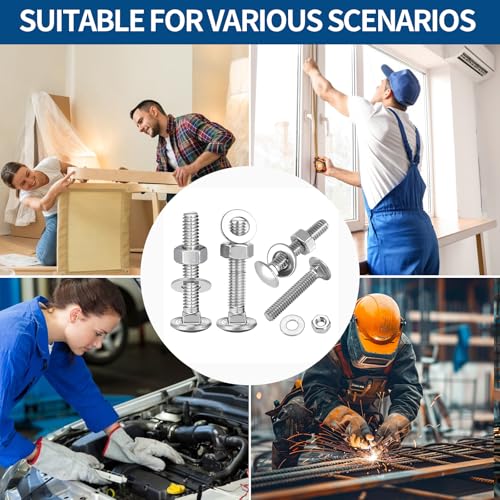 20 Stück Schlossschrauben M6 x 80, Torbandschrauben mit Muttern und Unterlegscheiben Schlossschrauben Set Geeignet für Heimdekoration Industriebau