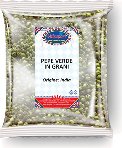 Pepe Verde in Grani (Busta da 100g) - Spezia Intera Essiccata 100% Naturale Aroma Delicato e Aromatico per Filetti Salse Vellutate e Piatti Gourmet Qualità Premium Senza Additivi (Pepe Verde in Grani)