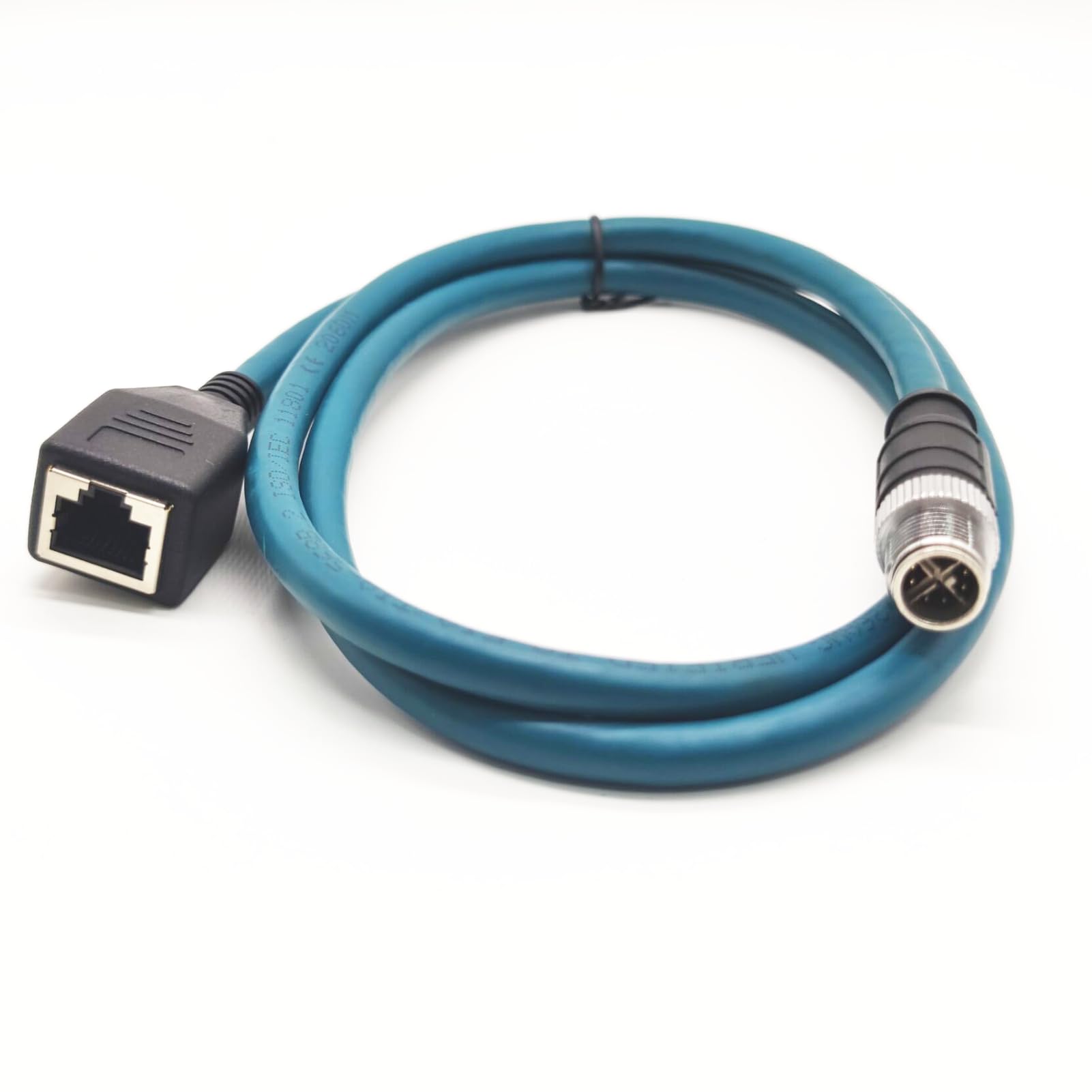Câble Ethernet M12 8 broches vers RJ45 industriel, M12 8 broches X code mâle vers RJ45 femelle, câble câblé haute flexibilité Cat6 blindé pour application d'automatisation 1 m