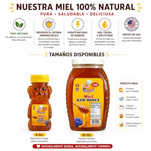 Yummmy Raw Honey 100% Natural 2 Lbs Kosher miniatura 6