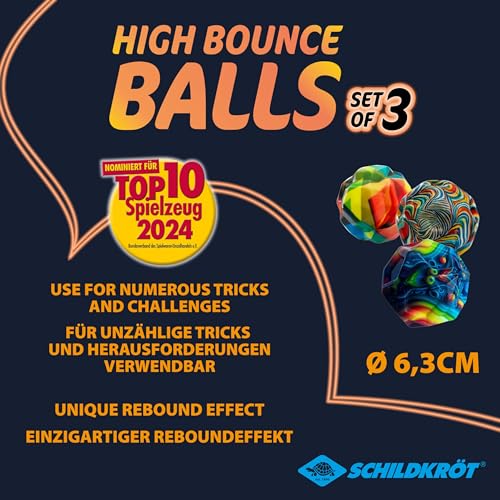 Schildkröt High Bounce Balls, 3 Stück, Springender Gummiball, enorme Sprungkraft, Flummi für Kinder und Erwachsene