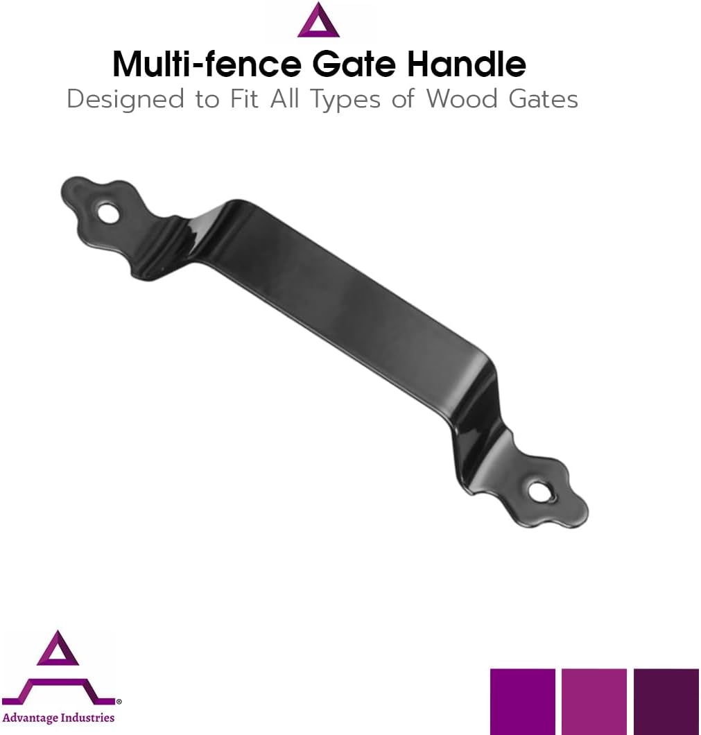 ADVANTAGE INDUSTRIES 7" Wood Gate Handle | Heavy Duty Zinc Plated Steel | Ornamental Fence Gate Pull | Interior & Exterior | Easy Grip | Gate, Door, Garage, Barn Pull Handle – Black