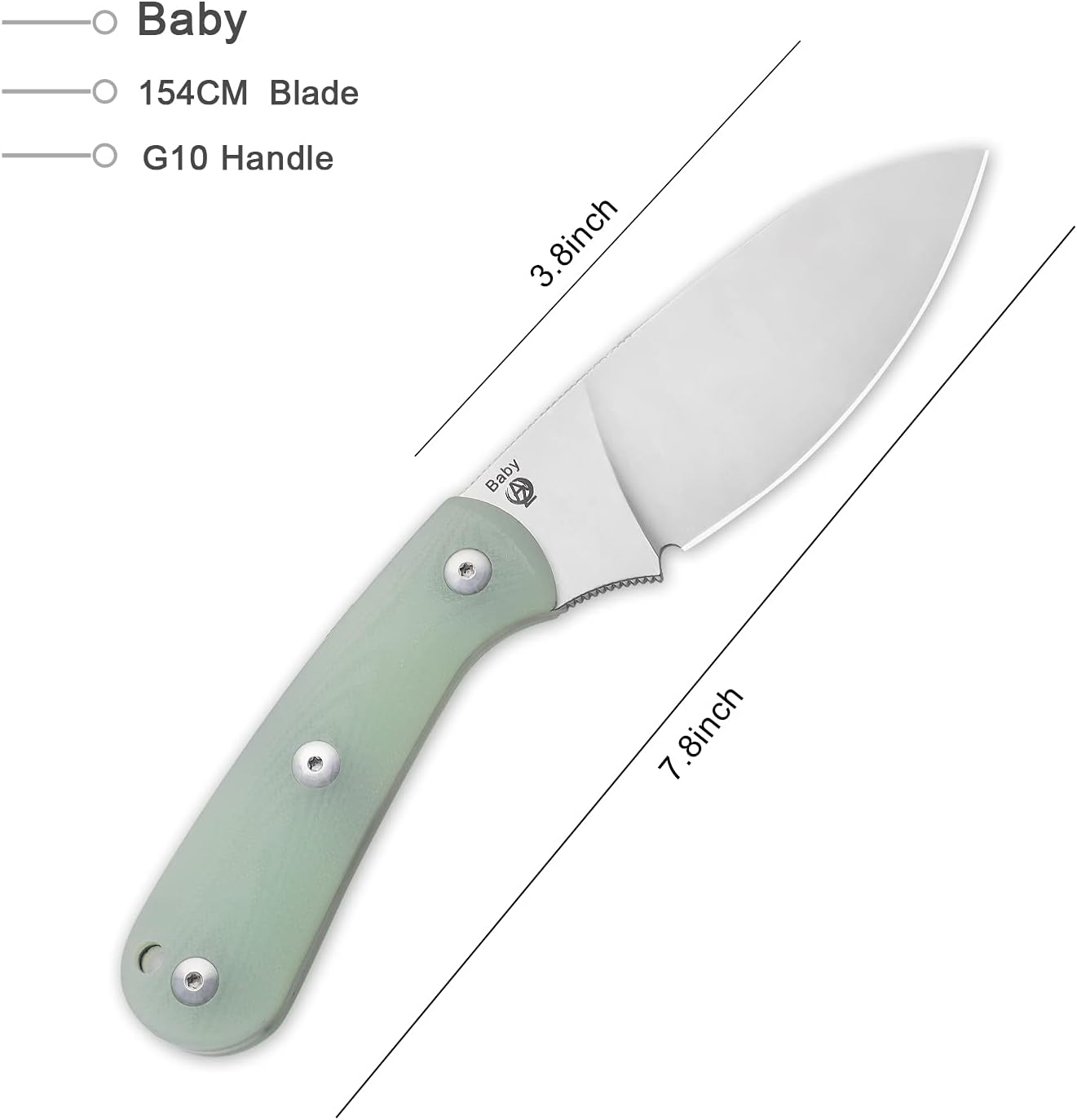 Kizer Baby Fixed Blade Knives with Sheath, 3.9 Inch Blade Camping Hunting Knife, Full Tang, G10 Handle for Outdoor, EDC -1044 (Transparent Color G10 handle+154CM blade) : Tools & Home Improvement