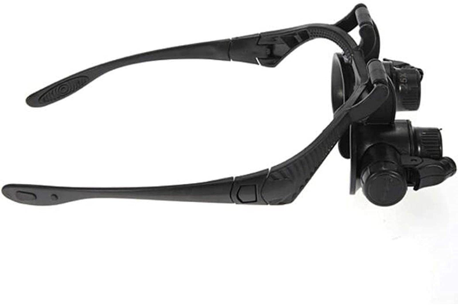 Lupa portátil 10X 15X 20X 25X Gafas de Doble Ojo Cabeza de Lupa con Lupa Auriculares Lupa iluminada Juego de Herramientas con luz LED para reparación de Relojes A/A (A)