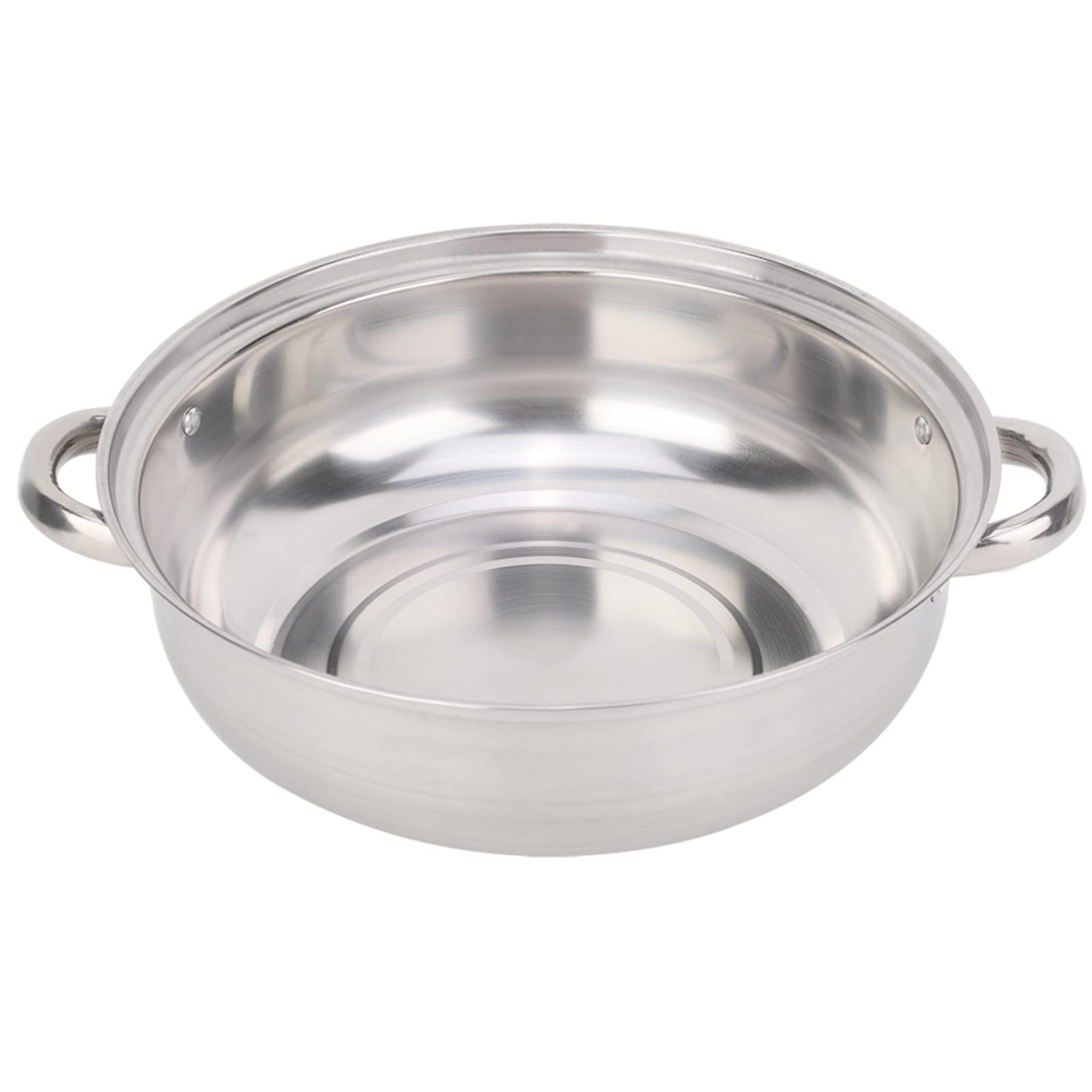 Pentola a vapore in acciaio inox, pentola a vapore a 2 strati con coperchio in vetro, pentola a doppia caldaia da 27 cm, in acciaio per uso alimentare con base riscaldante uniforme per cucinare
