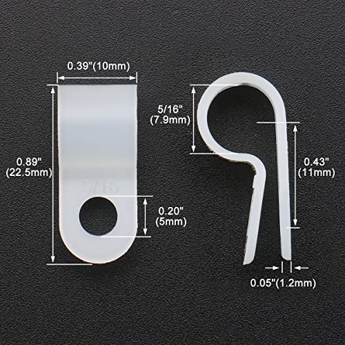 Image of BAOMAIN 5 /16-Inch R-Type Cable Clamps, 1000-Pack Wire Nylon Wire Management Clips, UC-1.5 Screw-On Cord Fasteners for Home, Office, and Industrial Use