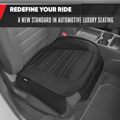 Image of Motor Trend Seat Covers for Cars Trucks SUV, Faux Leather 2-Pack Black Padded with Storage Pockets, Premium Interior Car Seat Cover