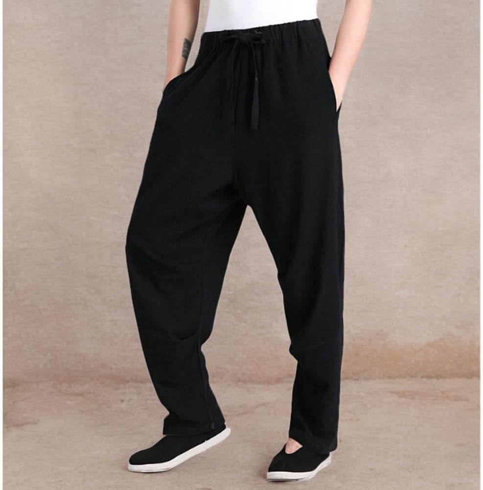 ZooBoo Men's Martial Arts Pants Kung Fu Linen Trousers Tang Suit Pants - Image 2