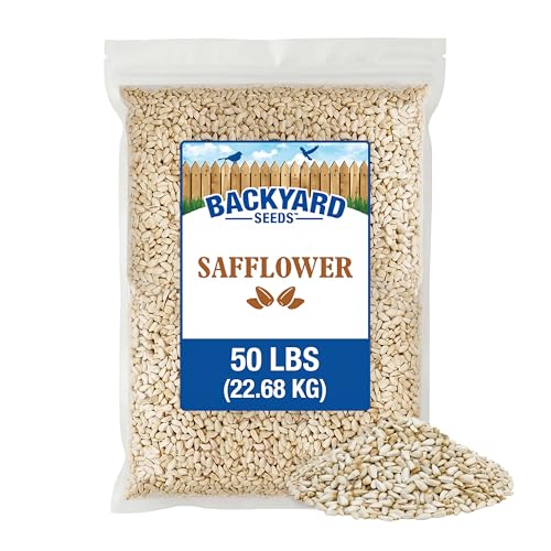 CountryMax Safflower Seeds 50 lb - Premium Cardinal Bird Seed for Outside Feeders Large Bulk Bag of Wild Bird Feed