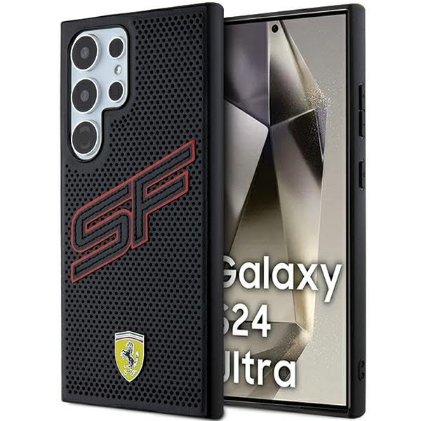 CG MOBILE Ferrari FEHCS24LPINK Coque Rigide pour S24 Ultra S928 Noir Hard Case Big SF Perforé