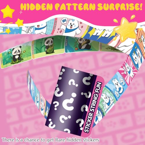 Image of PATPAT 190Pcs DIY Sticky Rolls Bracelet Kit, Fun Sticker Roll Bracelet for Girls Stylish with 190 Mini Stickers, Assorted Beads & Charms, Friendship Bracelet Making Set Birthday Gift for Kids