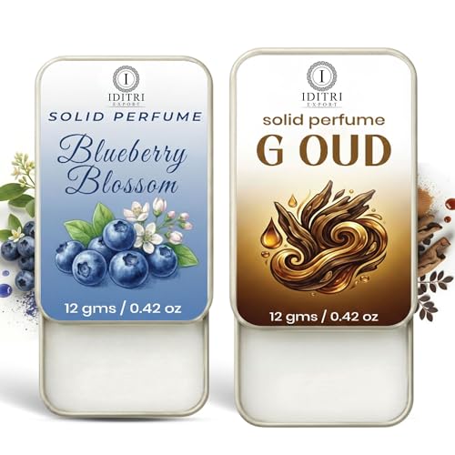 Image of IDITRI EXPORT Solid Perfume |blueberry blossom&G oud Alcohol Free Wax Perfume Balm, Long Lasting | Pocket Tin 12g, Pack Of 2| Non Greasy Smooth Glide, Travel Friendly Unisex Gifts He Or Her