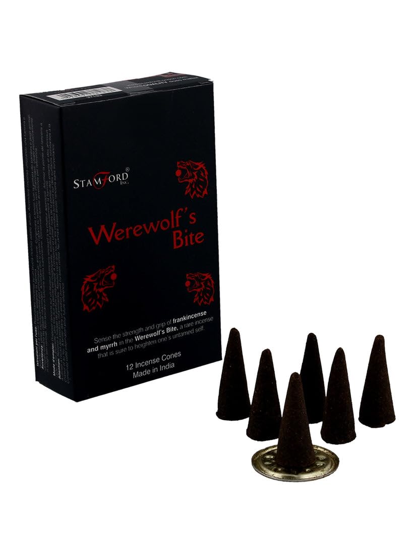 Giftlocaluk Black Stamford Incense Cones Werewolfs Bite - 12 Packs X 15 Cones