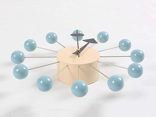Miniatura 5 de Reloj de bola en azul, decorativo, moderno, silencioso, para el hogar, cocina, sala de estar, oficina, etc., colorido diseño retro de madera de