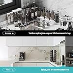 Black Countertop Rotating Spice Rack, Round Empty 20-Jars Revolving Spice Rack Organizer, 135 Spice Labels with Funnel Complete Set, for Kitchen Countertop, Cabinet - Image 3