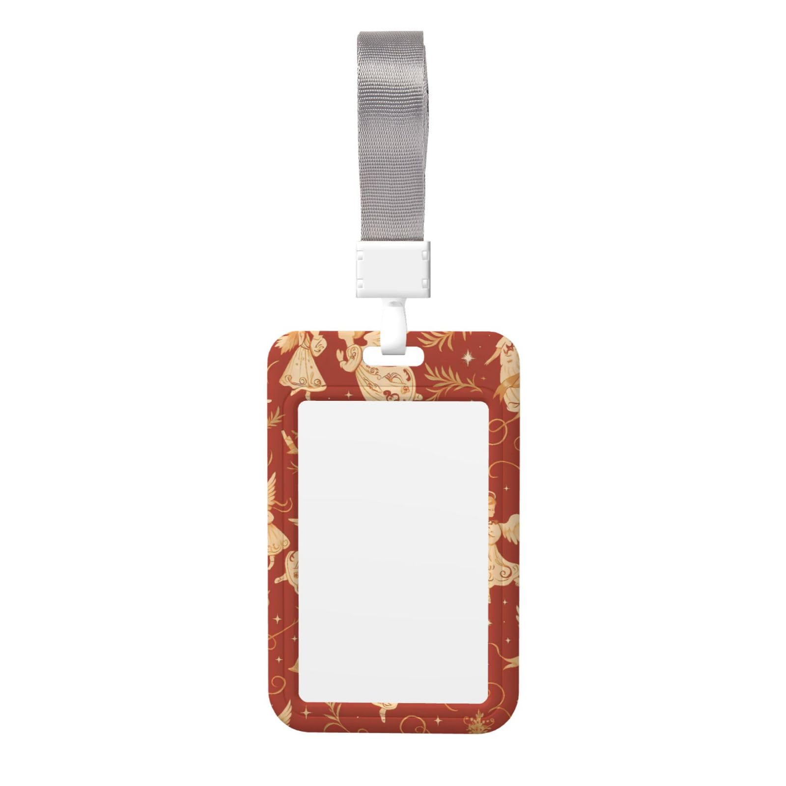 HLBSDM Lovely Christmas Angles Work Badge Protective Shell Vertical Sliding Type with Transparent Window