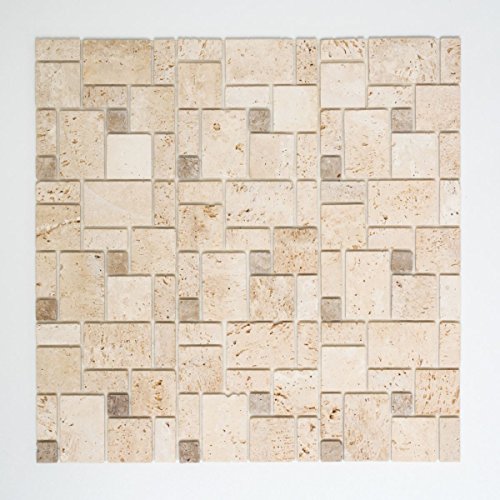 Carrelage mosaïque autocollant travertin pierre naturelle beige combinaison travertin beige pour mur, douche, cuisine, carrelage de comptoir, tapis de mosaïque