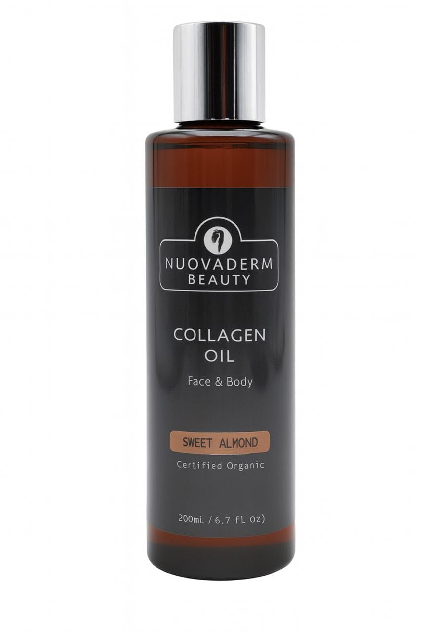 NUOVADERM Collagen Oil for Face and Body - Hydrating Facial Oil with Hyaluronic Acid, Sweet Almond Oil, Vitamin E & Snail Mucin for Skin Lifting,