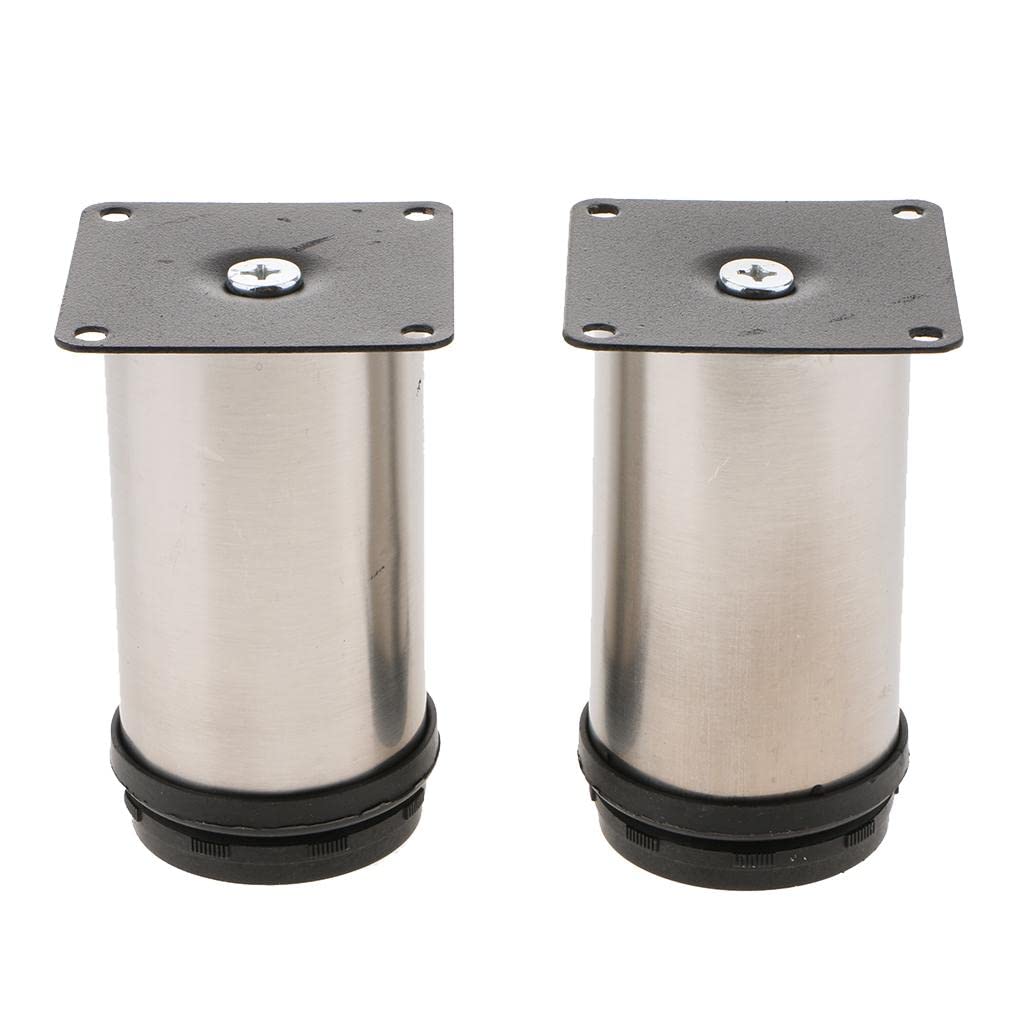 MYADDICTION 2pcs Adjustable Sofa Foot Legs Stainless Steel Furniture Cabinet Feet 10cm