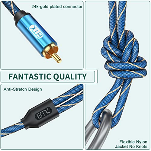 EMK 2 RCA Cable Jack 3.5mm to RCA Cable Nylon Braided AUX 3.5mm Splitter Stereo Audio Cord for Smartphone Soundbar, Amplifier - Image 4