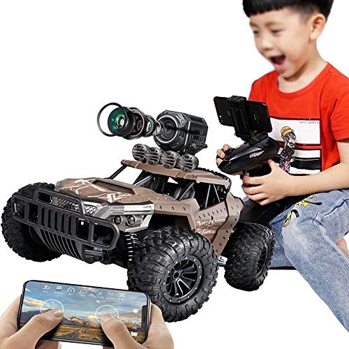 Kikioo Ad Alta velocità RC all Terrain Auto, 2.4Ghz App Controllo RC Auto off-Road Rock Crawler Veicolo Mostro Camion Militare dell Esercito Car (Desert Yellow con Wi-Fi 480p   720p HD Camera) Regalo