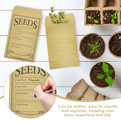 150 Stück Samenumschläge, Braune Umschläge, Kraftpapierumschläge, Wiederverwendbare Umschläge, Multifunktionale Aufbewahrungstaschen