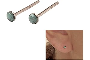 MiYa Jewelry Creations 925 Sterling Silver Tiny 3mm Turquoise Stud Earrings