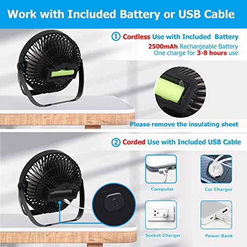 Mini ventilateur USB silencieux 3 en 1 3 vitesses 360° Pour chambre, bureau, camping, extérieur – Image 5